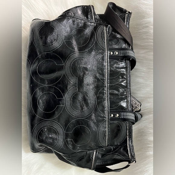 Coach Signature Black Patent Leather Baby Diaper Tote Shoulder Bag F17940 XL Bag - Picture 7 of 11